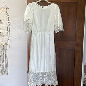 White lace midi dress